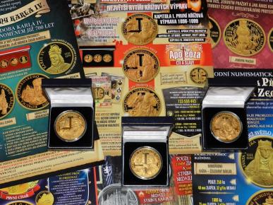 Kolekce zlatých mincí s tématem Křižáci